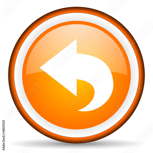 Illustration: back orange glossy icon on white background back orange glossy icon on white background