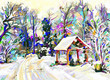 digital painting of winter landscape