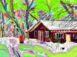 digital painting of winter landscape