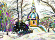 digital painting of winter landscape
