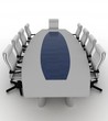 Conference Table with empty chairs for modern office.