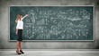 Business person against the blackboard