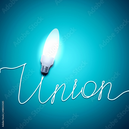 Illustration: Light bulb with Union word Light bulb with Union word