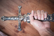 sword knight on wood texture