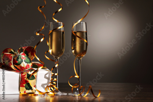 Photo: Glasses of champagne at new year party Glasses of champagne at new year party