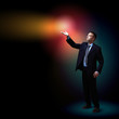 Businessman with light shining