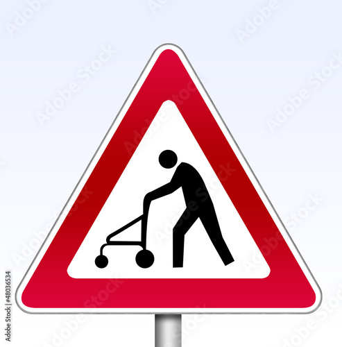Illustration: warnschild rollator greis warnschild rollator greis