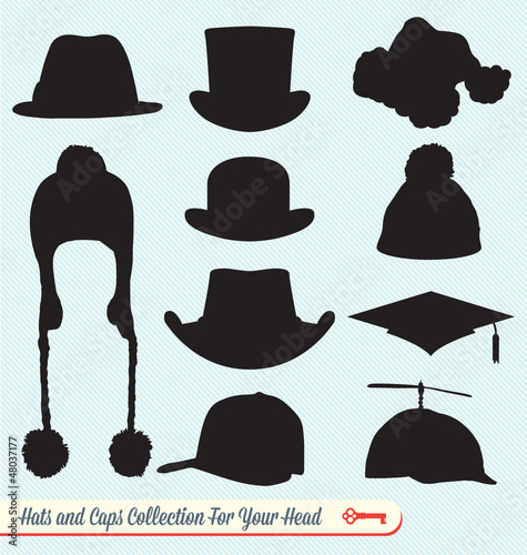 Vector: Hats and Caps Silhouette Collection Hats and Caps Silhouette Collection