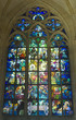 gothic stained glass window in st. vitus cathedral (prague)