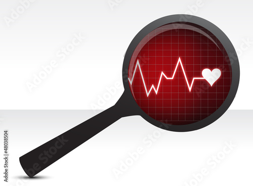 Photo: Heart checkup, magnifying glass Heart checkup, magnifying glass