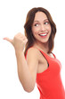 Attractive woman pointing