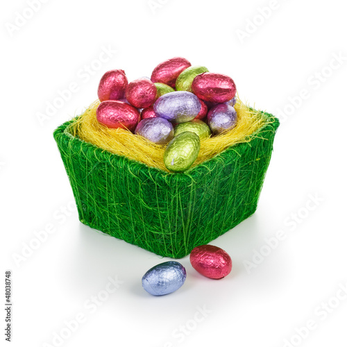 Photo: Basket with Easter eggs Basket with Easter eggs