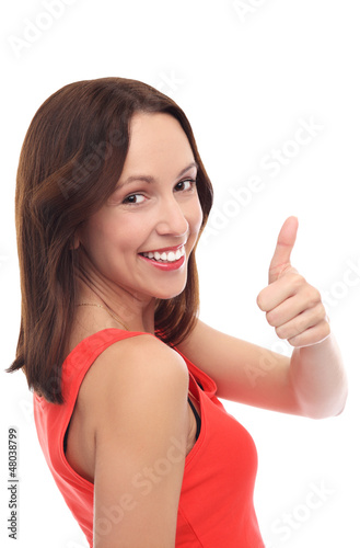 Photo: Attractive woman with thumbs up Attractive woman with thumbs up