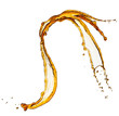 Brown liquid splash of coffee or cola, on white background