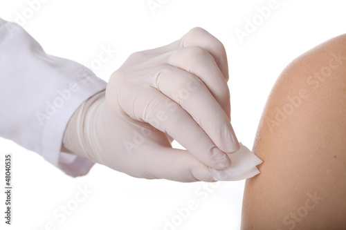 Photo: Disinfection before injection Disinfection before injection