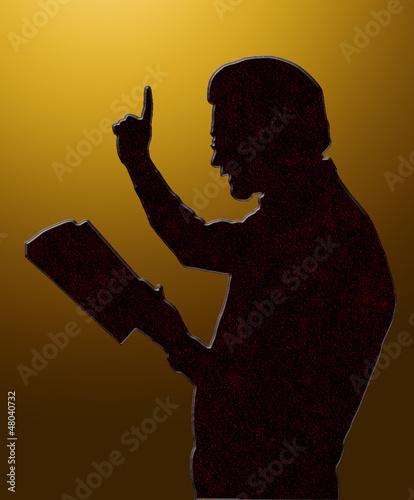 Illustration: Preacher Teaching from Bible Golden Heaven Preacher Teaching from Bible Golden Heaven
