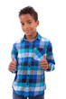 Portrait of a cute african american little boy making thumbs up
