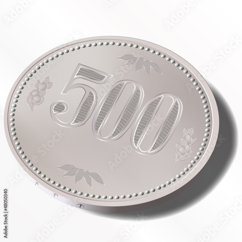 Vector: 500円 五百円 コイン 硬貨 500円 五百円 コイン 硬貨