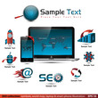 SEO collection: symbols, world map, laptop & smart phone