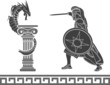 ancient hero and dragon. stencil