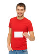 handsome man with note card