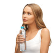 young beautiful woman with  bottle of water