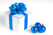Photo: New year gift box and Christmas balls New year gift box and Christmas balls