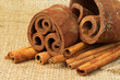Cinnamon sticks on burlap