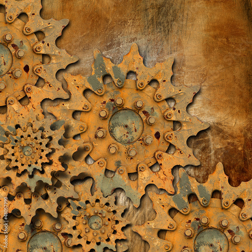 Illustration: Grunge Gears Background Grunge Gears Background