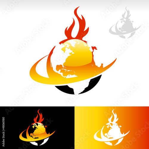 Vector: Swoosh Fire Earth Icon Swoosh Fire Earth Icon