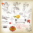 Collection of antique calligraphic elements for valentine design