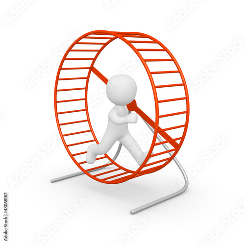 Illustration: 3d man running in the hamster wheel 3d man running in the hamster wheel