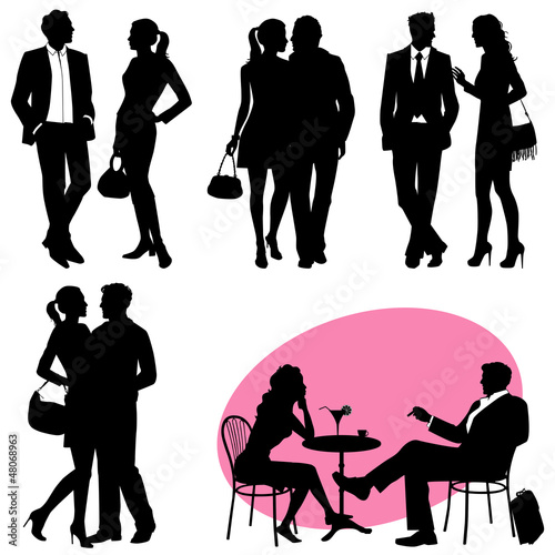 Vector: several people - vector silhouettes several people - vector silhouettes