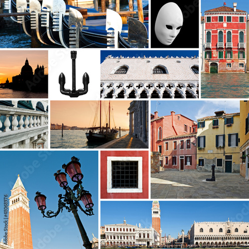 Photo: Collage of images of Venice, Italy. Collage of images of Venice, Italy.
