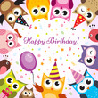 Birthday card with owls