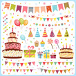 Set of birthday party elements