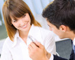 Portrait of two businesspeople at office