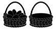 Baskets, empty and with eggs, silhouettes