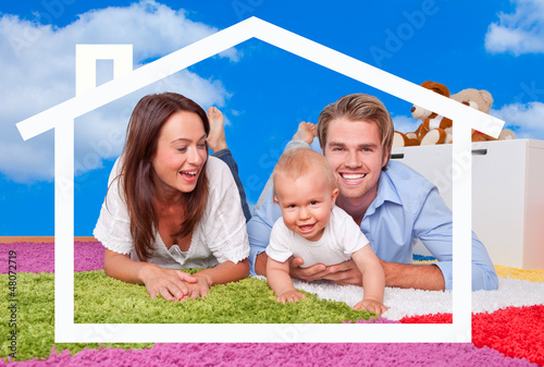Photo: happy family @ home happy family @ home