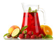 sangria in jar with fruits, isolated on white