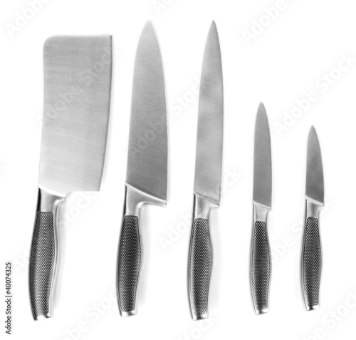 Photo: Set of knives isolated on white Set of knives isolated on white