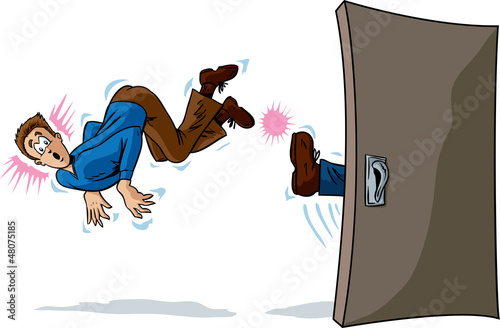 Vector: Guy getting the boot Guy getting the boot