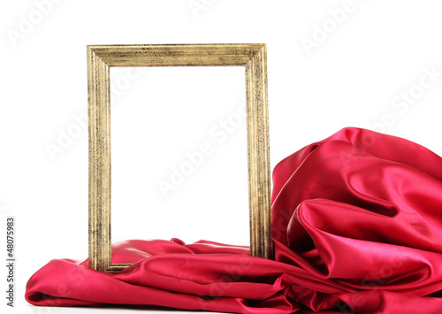Photo: empty frame with silk, isolated on white empty frame with silk, isolated on white