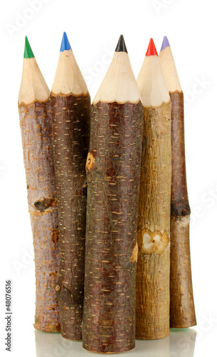 Photo: Colorful wooden pencils isolated on white Colorful wooden pencils isolated on white