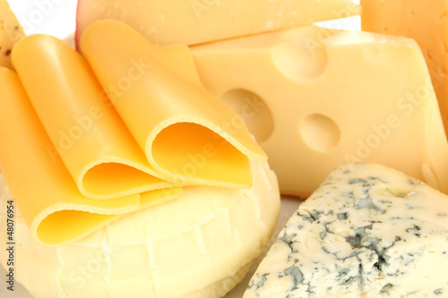 Photo: Various types of cheese close up Various types of cheese close up