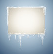 Schild mit Schnee und Eiszapfen