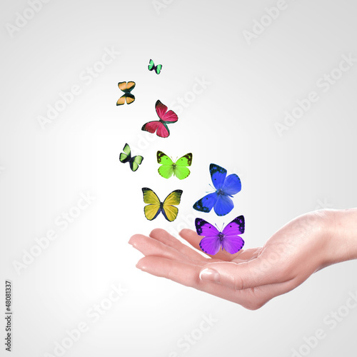 Photo: Hands releasing butterflies Hands releasing butterflies