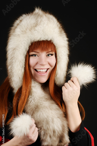 Photo: happy girl in fur happy girl in fur