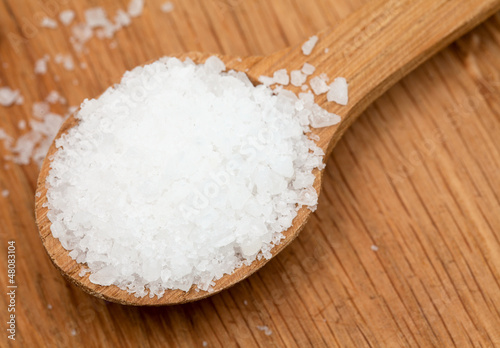 Photo: sea salt in wooden spoon sea salt in wooden spoon