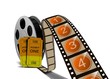 Illustration: Movie film reel and tickets Movie film reel and tickets